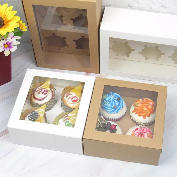Cheese Cupcake Muffin Bakery Boxes With Clear Window