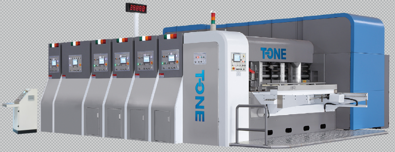 Máquina ranuradora e impresora flexográfica de transferencia al vacío para cartón corrugado
