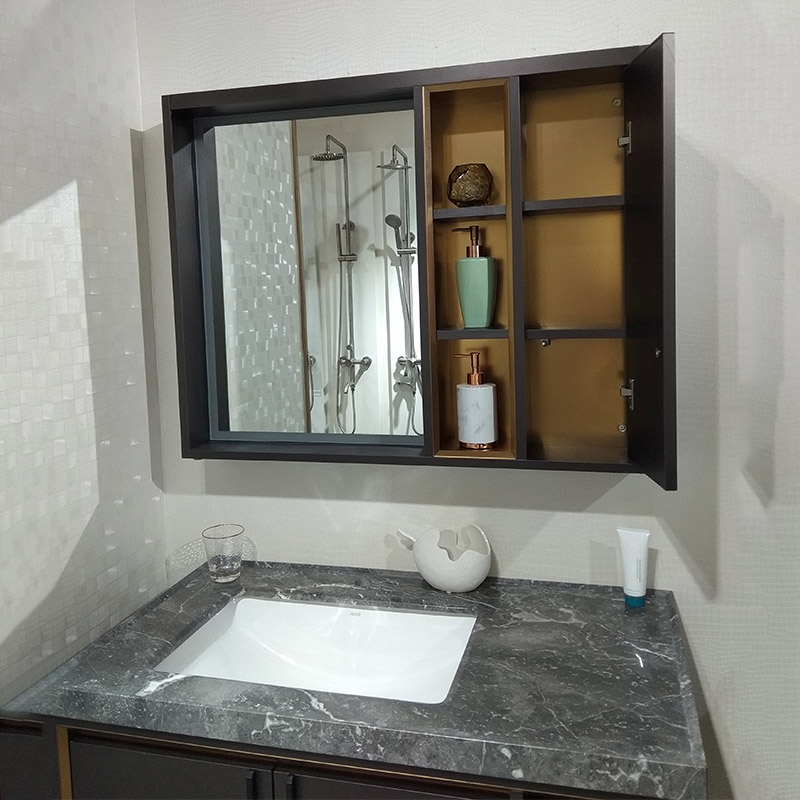 Gray Home Bathroom Cabinets With Top