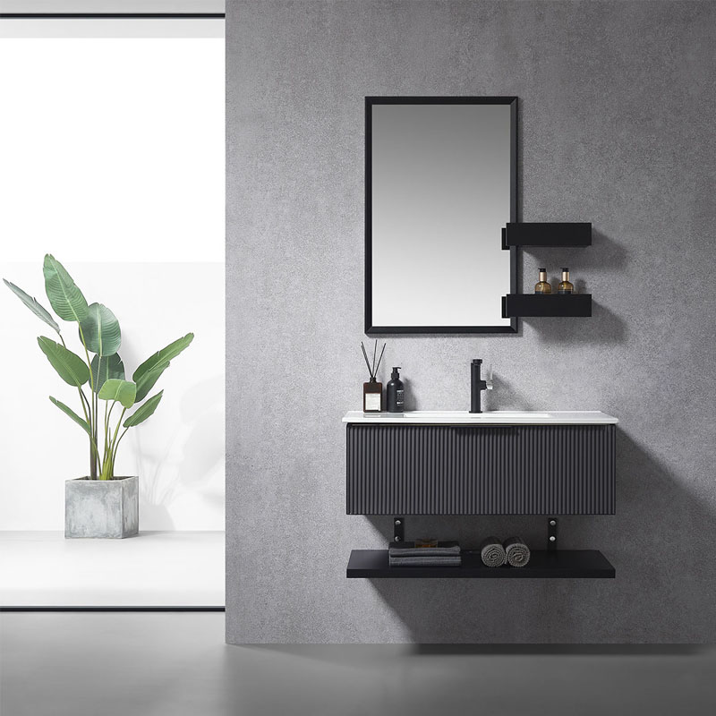Wall Mounted New Bathroom Black Vanity With Sink