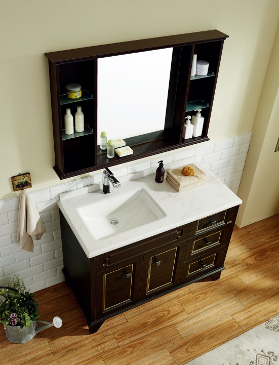 Waterproof Rustic Bathroom vanity with sink and drawers