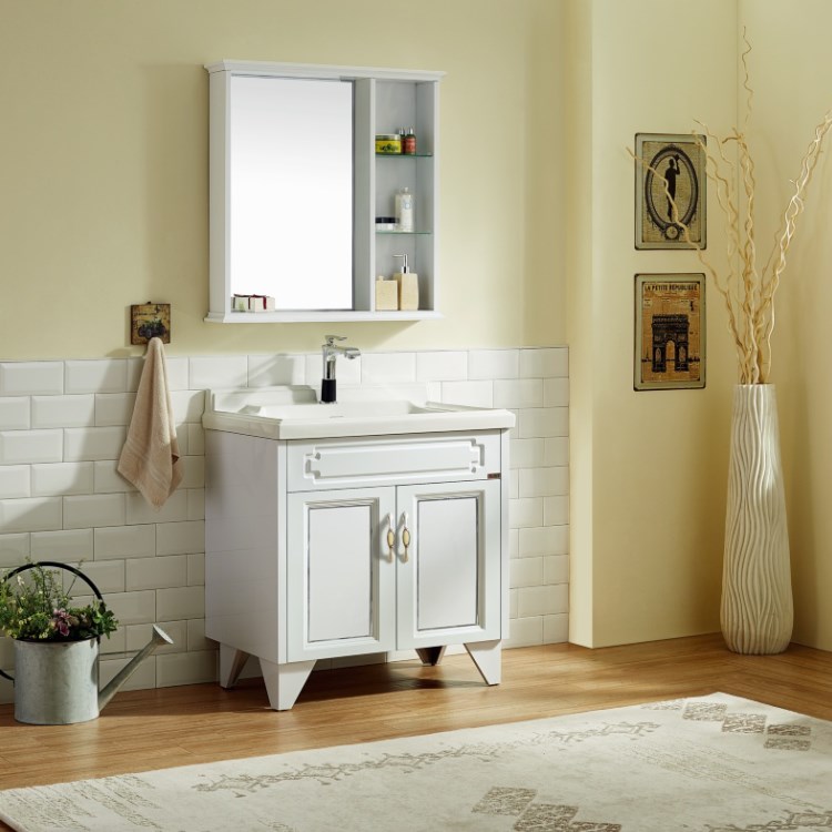 Rustic Style Small White Vanity Unit