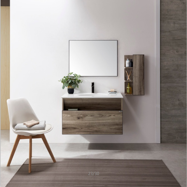 wall hung single bathroom vanity with drawer