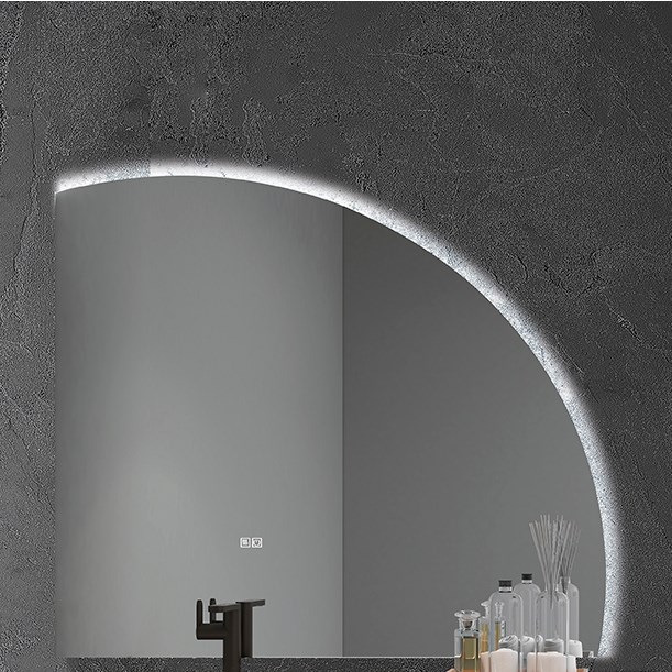 Miroir de salle de bain antibuée 1/4 cercle avec lumière LED