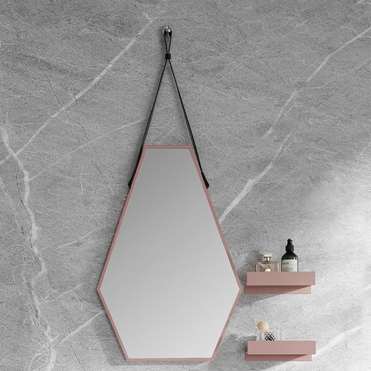 miroir de courtoisie de salle de bain à cadre en métal sans lumière avec étagère