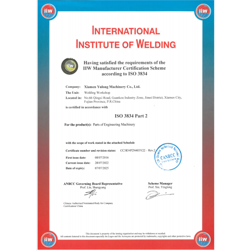 ISO 3834 International Institute Of Welding Certificate