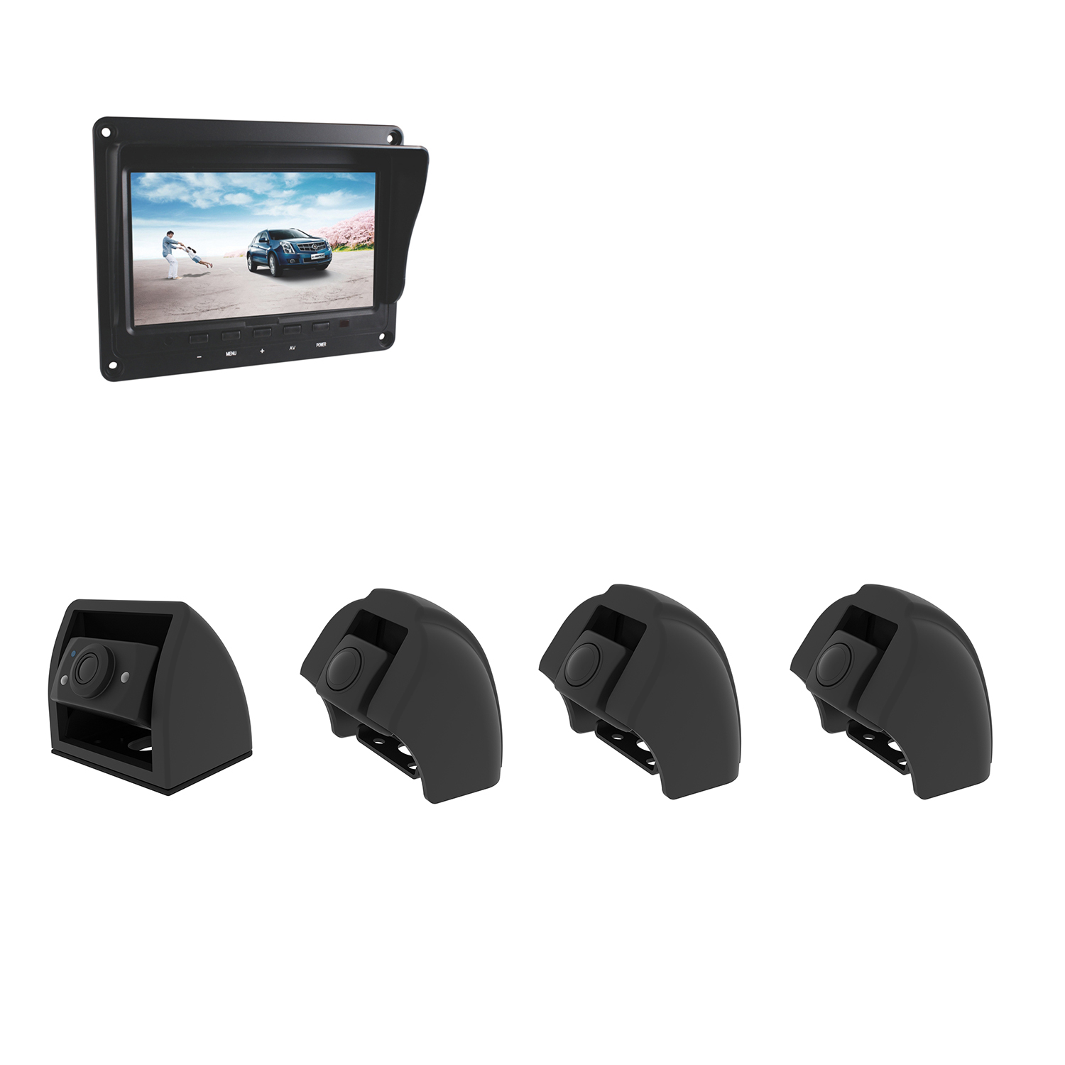 7-Zoll-LKW-/Bagger-Monitor + 360-Grad-Surround-View-System