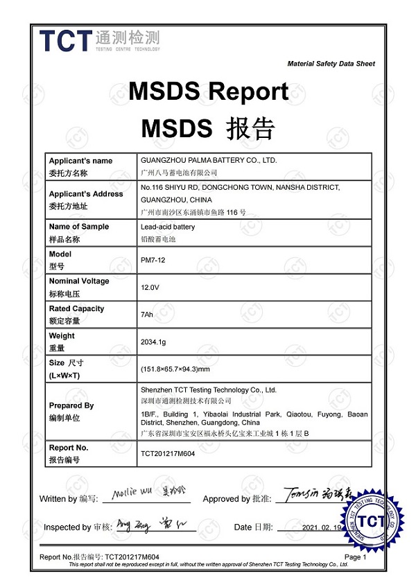 MSDS Report