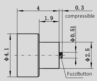 SMP(M)-JHDFB6-S RF Connector with Fuzz Button,GPO(SMP), solderless ,PCB Compression Mount, Stripline