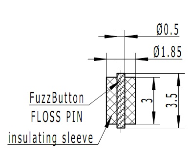 Φ1.85x3.0mm Fuzz Button RF Insulators,50 Ω,DC-40GHz,solderless,PCB Compression replace Glass-Bead/glass insulator