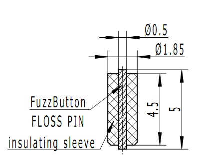 Китай Φ1.85x4.5 мм Fuzz Button RF изоляторы, 50 Ω, DC-40GHz, без пайки, сжатие печатной платы заменить стеклянные бусины / стеклянный изолятор, производитель