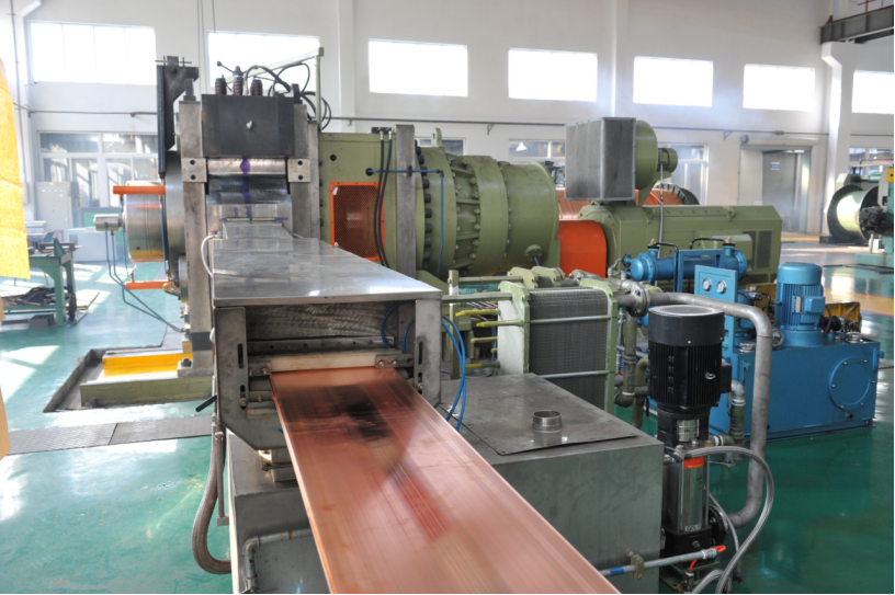 Copper strip extrusion line