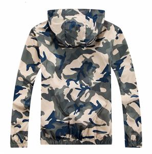 Men's zipper up slim camouflage hooded thin outdoor windproof jacket