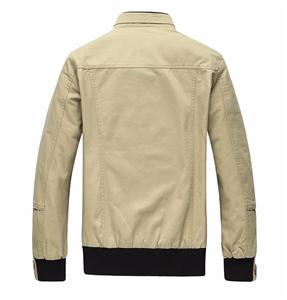 Men's cotton stand collar casual slim fit windbreaker jacket