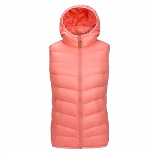 Women's warm ultra light packable down hoodie vest