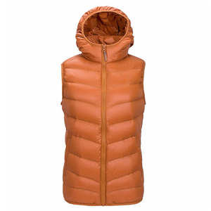 Women's warm ultra light packable down hoodie vest