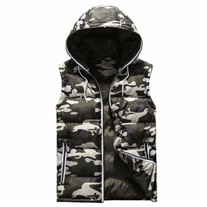 Women's light down slim waistcoat short camouflage hoody vest