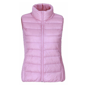 Women's stand collar lightweight zip up puffer down vest