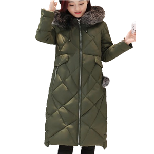 Women's water resistant full length puffer winter coat with fur hood