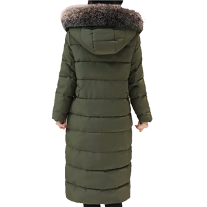 Women's water resistant full length puffer winter coat with fur hood
