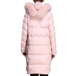 Women's elegant hooded zipper long quilted down jacket outwear