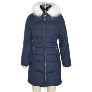 Fashion women's slim quilted fur collar hooded winter parka