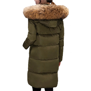 Women's down jacket with removable faux fur trim hood