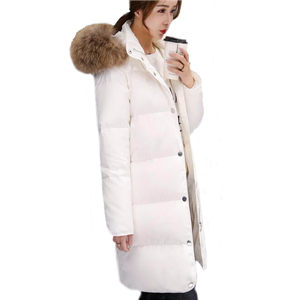 Women's down jacket with removable faux fur trim hood
