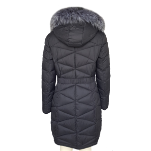 Women's quilted duck down parka with faux fur hood