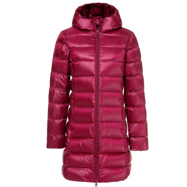 Women's mid length goose down feather parka jacket