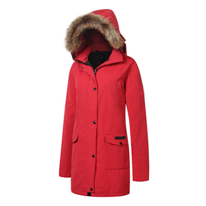Women's long down parka jacket with high quality workmanship