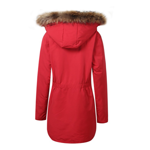 Women's long down parka jacket with high quality workmanship