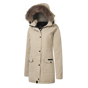 Women's long down parka jacket with high quality workmanship