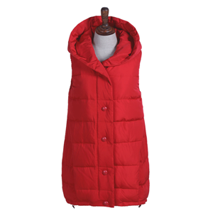 Women's winter slim puffer long padded down vest with hood