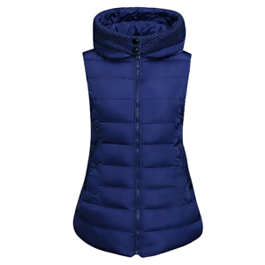Women's cotton padded hooded zip up long down vest outwear