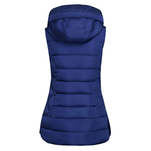 Women's cotton padded hooded zip up long down vest outwear