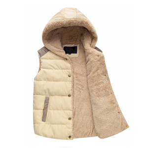 Women's outwear casual thicken quilted fleece lined hooded vest