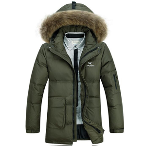 Men's high quality heavy weight parka jacket with fur hood