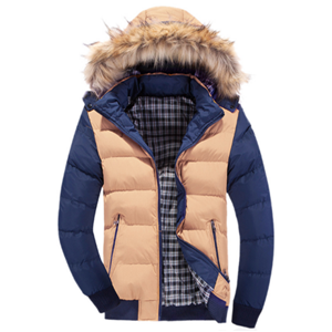 Men's casual fur hooded outwear windproof winter jacket