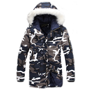 Men's fashion hooded winter camouflage long sleeve parka jacket