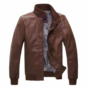 Men's leisure PU faux leather windbreaker motor jacket