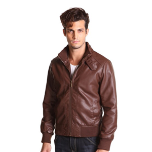 Men's leisure PU faux leather windbreaker motor jacket