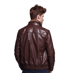 Men's leisure PU faux leather windbreaker motor jacket