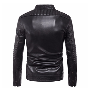Men's slim fitted PU leather motorcycle outwear jacket