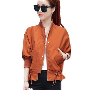 Women's fashion sexy high quality zip up solid bomber jacket with pockets