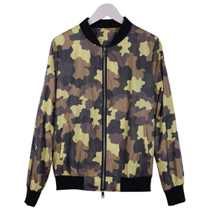 Women's casual camouflage print full zip slim-fit bomber windproof jacket