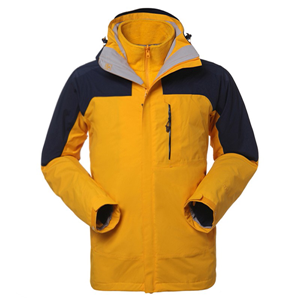 Men's 3 in 1 hiking warm fleece waterproof high breathable ski hooded jacket