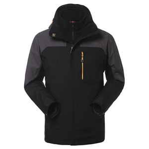 Men's 3 in 1 hiking warm fleece waterproof high breathable ski hooded jacket