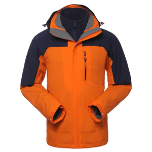 Men's 3 in 1 hiking warm fleece waterproof high breathable ski hooded jacket