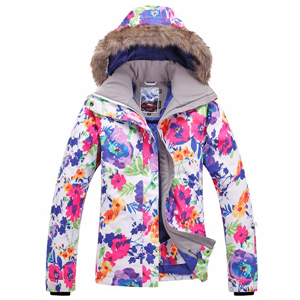 Women's floral print waterproof windproof snowboard ski jacket below zero coat